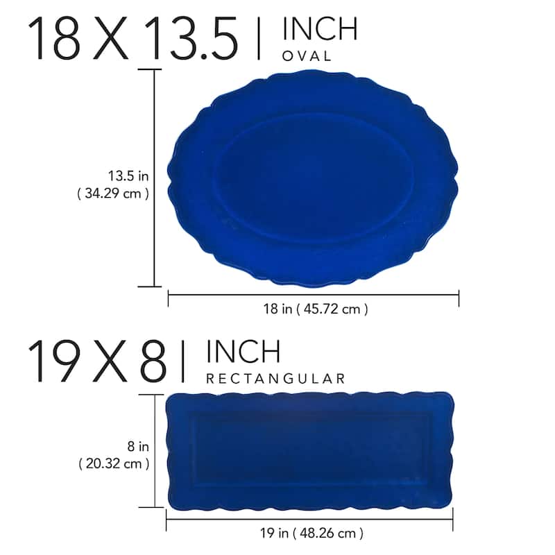 Certified International Blue Indigo Crackle Melamine 2-piece Platter Set