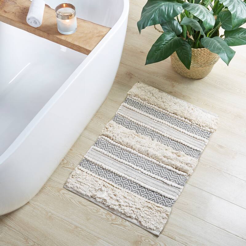 INK+IVY Asher Woven Texture Stripe Bath Rug