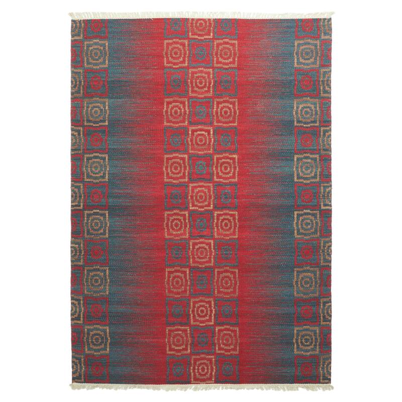 ECARPETGALLERY Flat-Weave Ankara FW Red Wool Kilim - 5'2 x 7'6
