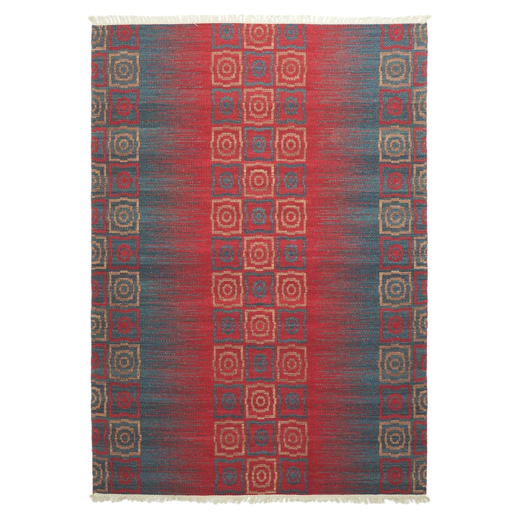 ECARPETGALLERY Flat-Weave Ankara FW Red Wool Kilim - 5'2 x 7'6