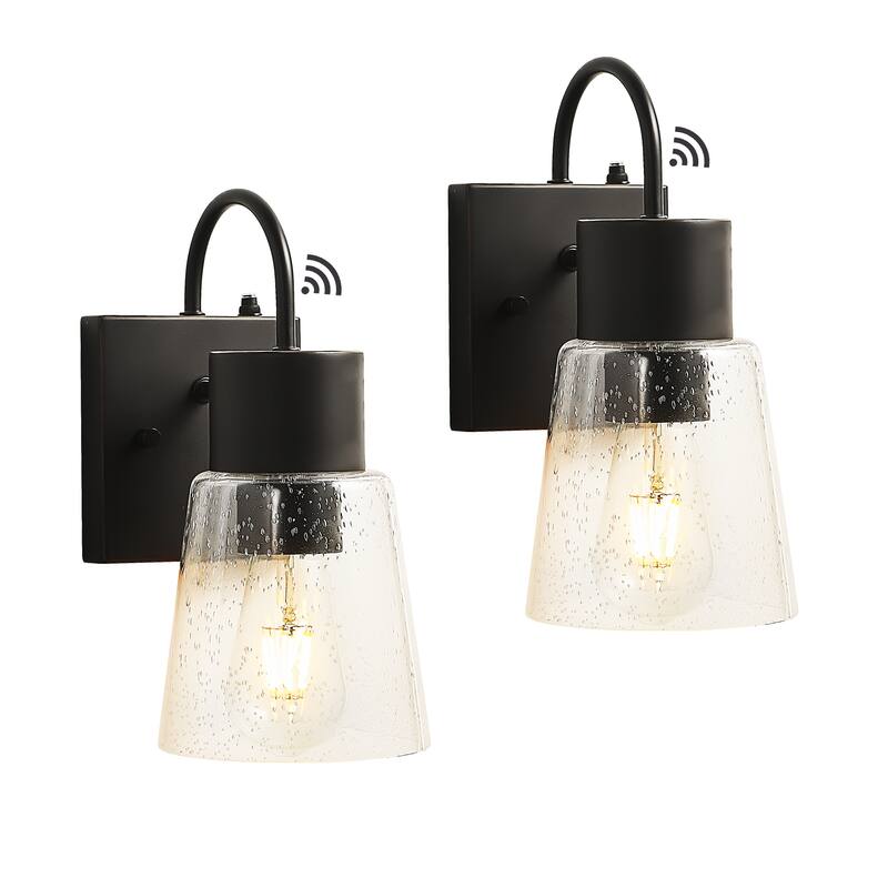 2 Pack 1-light Dusk to Dawn Outdoor Wall Sconce with Seeded Glass - 2 PACK