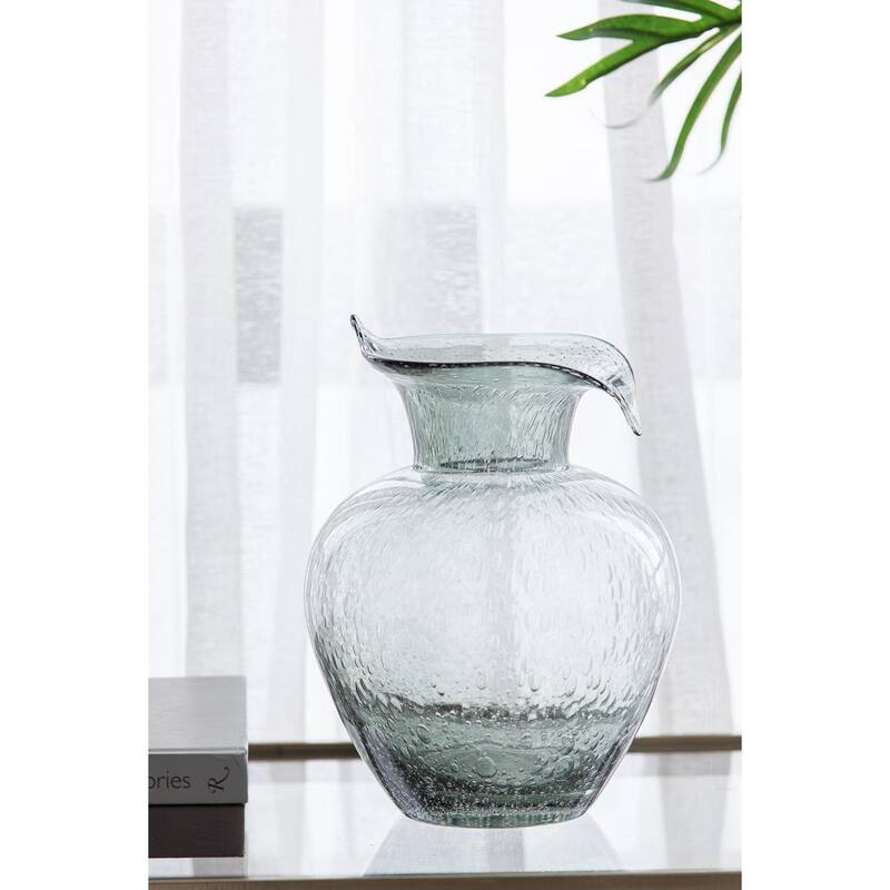 10" Light Gray Bubble Glass Round Table Vase - 7.50