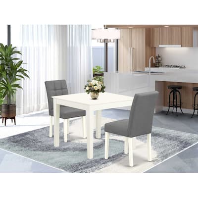 Vintage 3 Piece Dining Set - Square Table & 2 Chairs - Linen White Kitchen Table