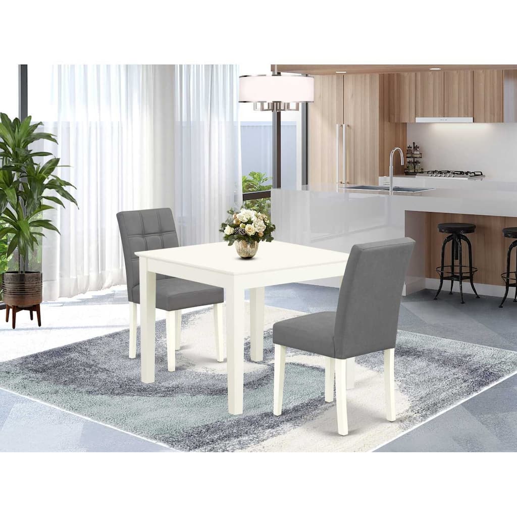 Vintage 3 Piece Dining Set - Square Table & 2 Chairs - Linen White Kitchen Table
