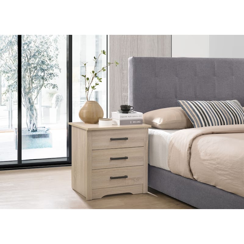 Hudson 3-drawer Nightstand - Light Brown