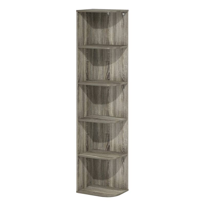 51.73 in. Tall French Oak Grey Wood 5-Shelf Bookcase