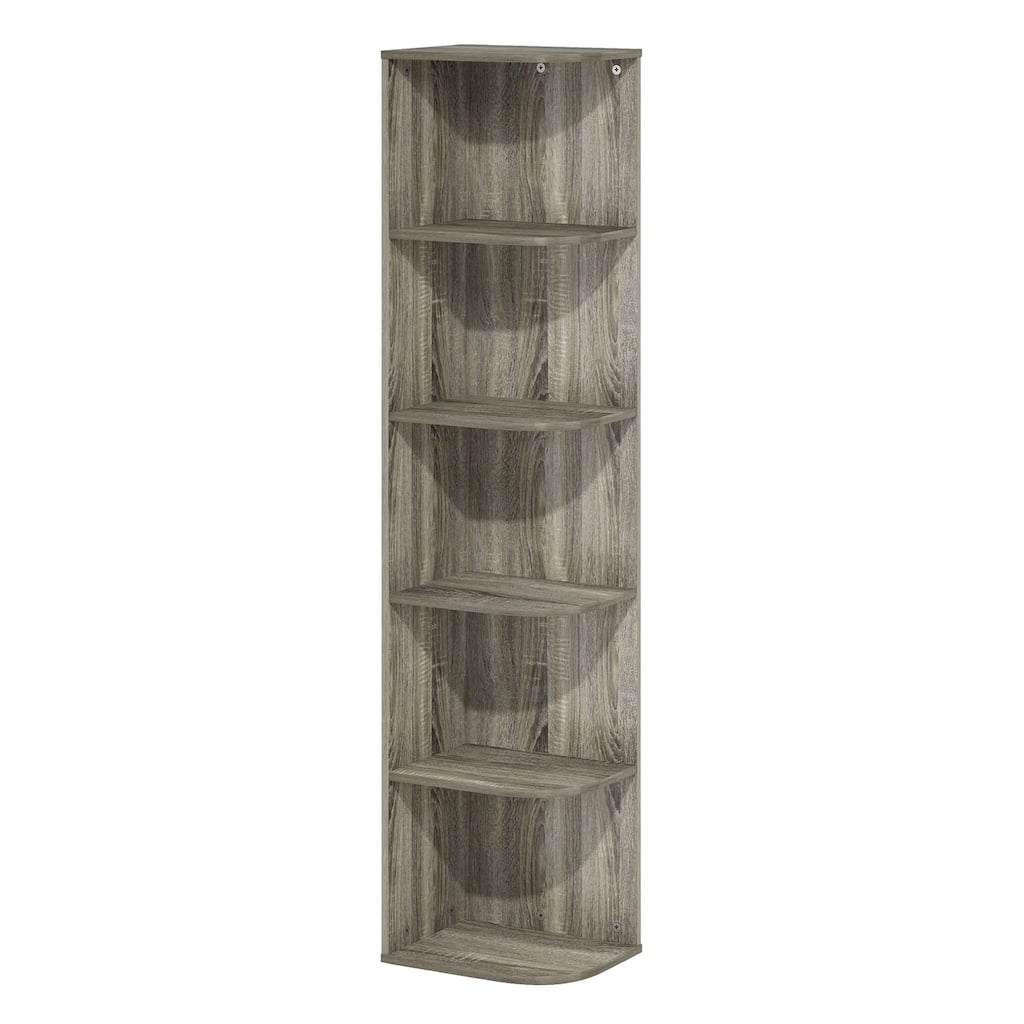51.73 in. Tall French Oak Grey Wood 5-Shelf Bookcase