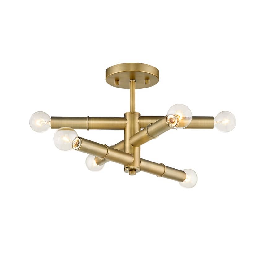 Aged Brass Modern 6-light Semi-flush Sputnik Ceiling Light