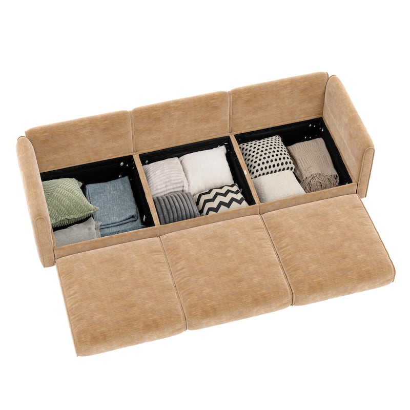 GDFStudio - Octavius Chenille 3-Seater Sofa With Storage Seat