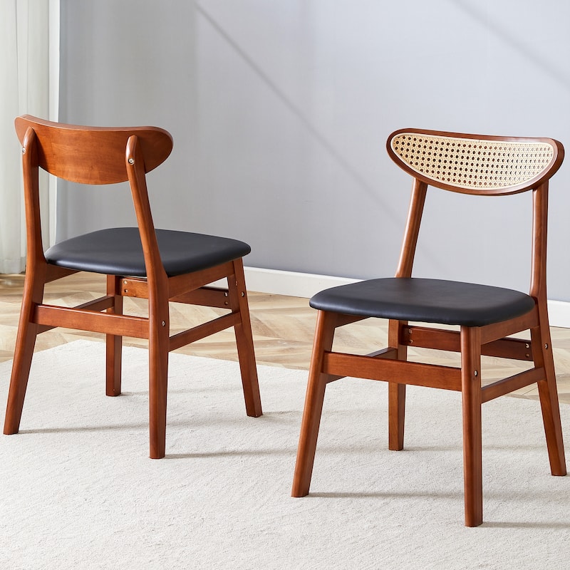 Two stylish and durable solid wood dining chairs with PU cushions