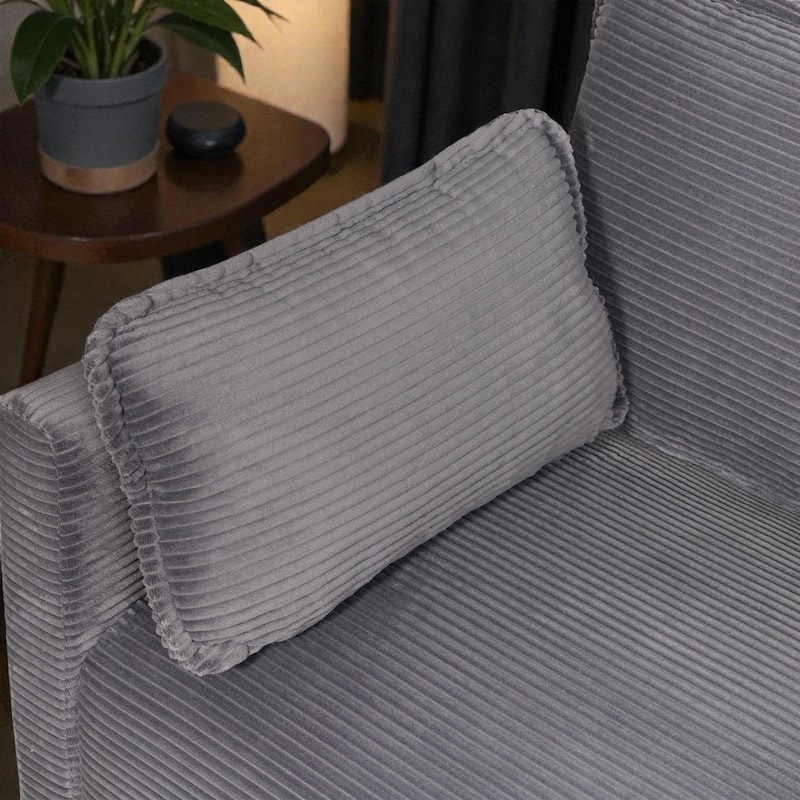 48" Corduroy Loveseat Sofa with Side Storage Pocket, 2-Seater Couch, Solid Wood Frame for Apartment