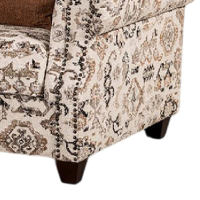 Bonie Accent Club Chair, 1 Brown Throw Pillow, Taupe Polyester Pattern