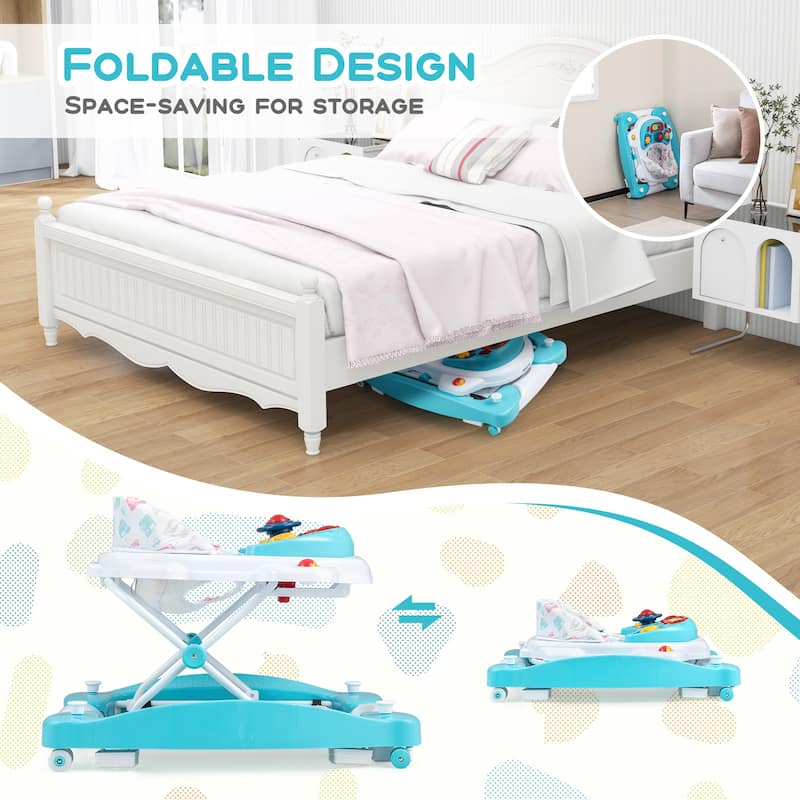 6 in 1 Foldable Baby Walker with Adjustable Height - 28" L x 24" W x 19.5" H