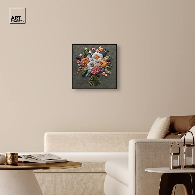 Stitched Bloom Bouquet II Canvas by Art Remedy