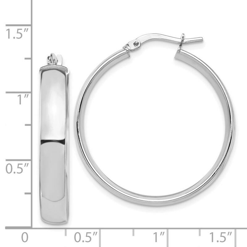 Curata 14k White Gold High Polished Hoop Earrings