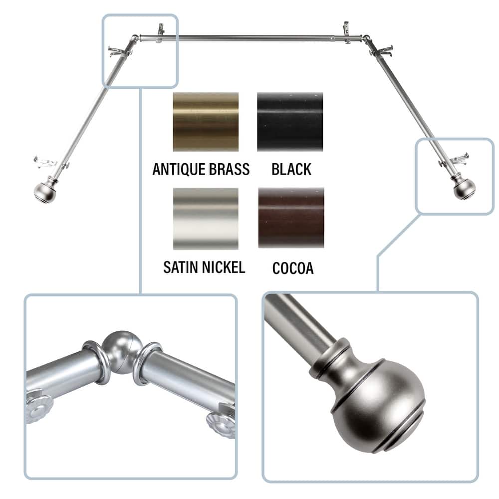 InStyleDesign Vesper 13/16" Bay curtain rod 20"-36", 38"-72"