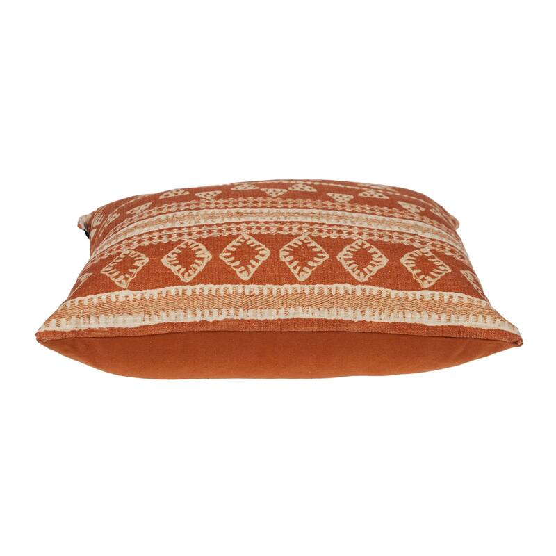 Tribal Square Throw Pillow - 18" - Orange and Beige