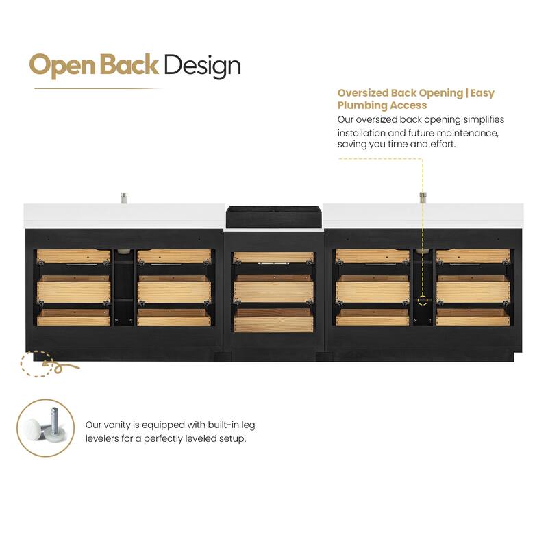 Santarem Double Vanity with Pure White Quartz Stone Top without Mirror