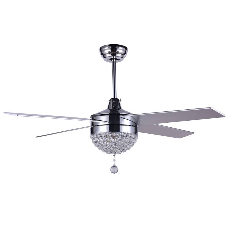 Bella Depot 52" Modern Crystal Ceiling Fan with LED Light, Reversible Ceiling Fan with Remote Control