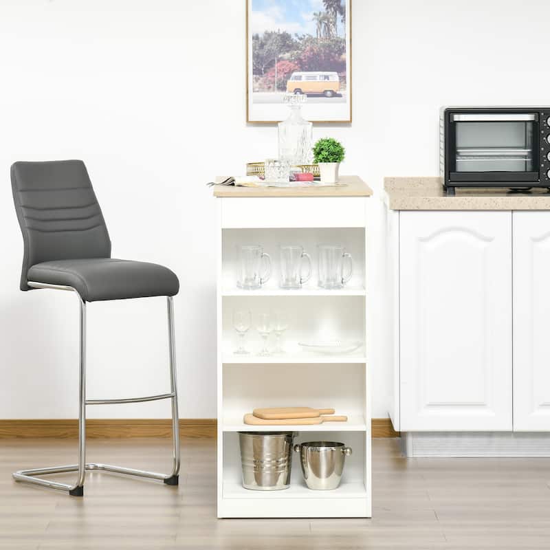 Bar Table, High Top Pub Table with 4 Storage Shelves - Natural