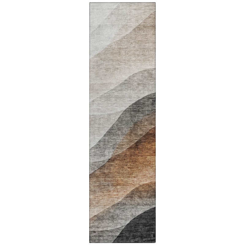 Machine Washable Indoor/ Outdoor Ombre Waves Chantille Rug