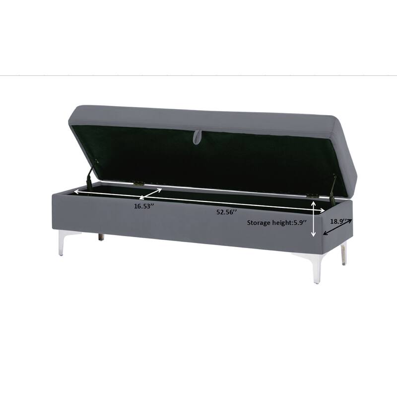 Modern Velvet Ottoman Bench, Storage Ottoman for Home