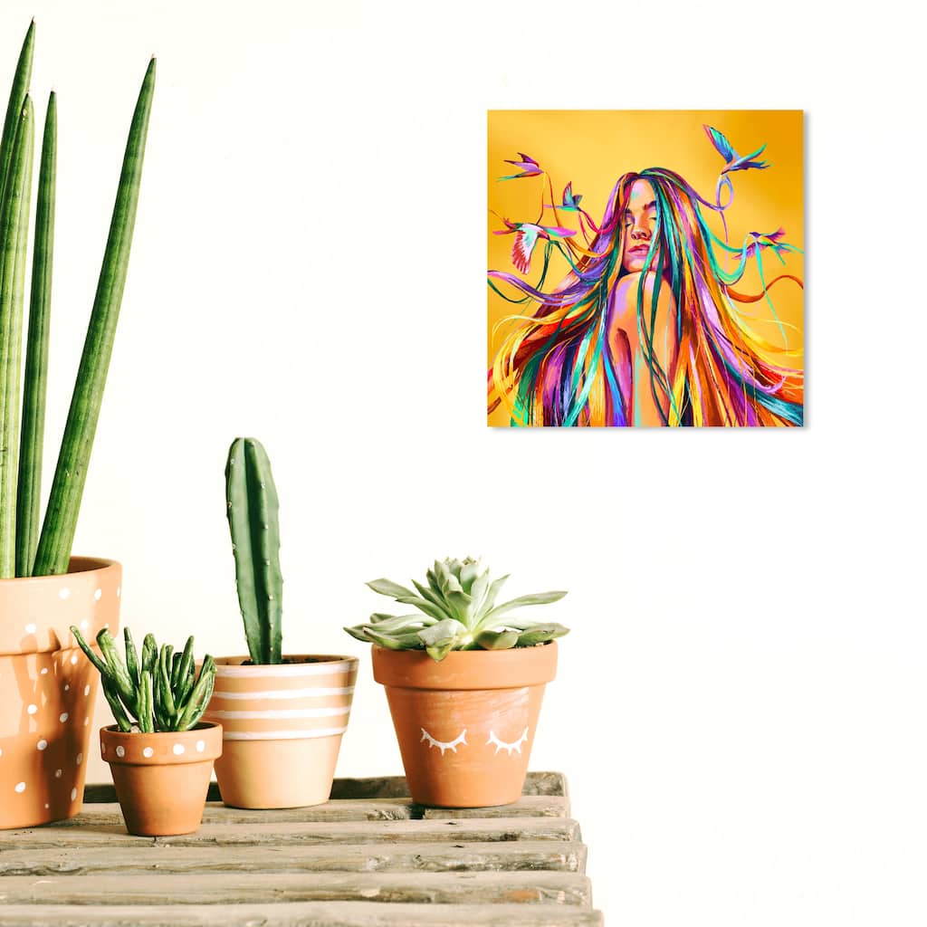 Wynwood Studio Canvas Fashion and Glam Saturated Flock Yellow and Hot Pink Modern & Contemporary Wall Art Canvas Print