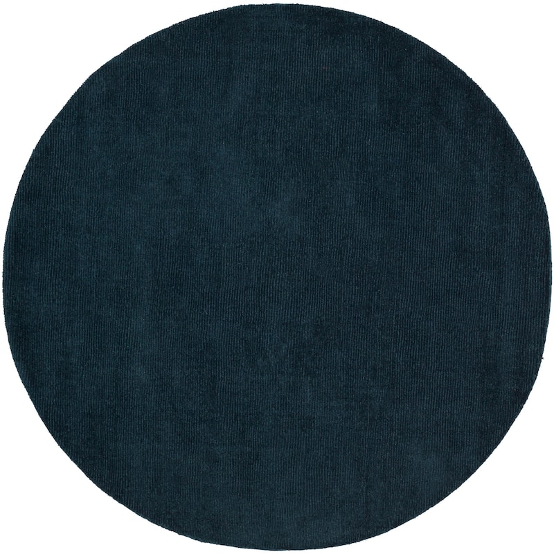 Livabliss Mystique Minimalist Solid Area Rug - 9'9" x 9'9" Round - Navy - Round