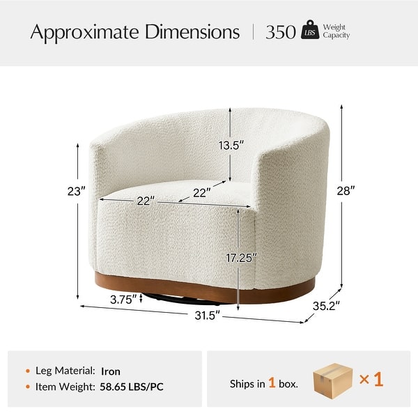 dimension image slide 0 of 4, Gema Modern 360°Swivel Chenille Ergonomic U-shape Armchair with Solid Wood Legs by HULALA HOME