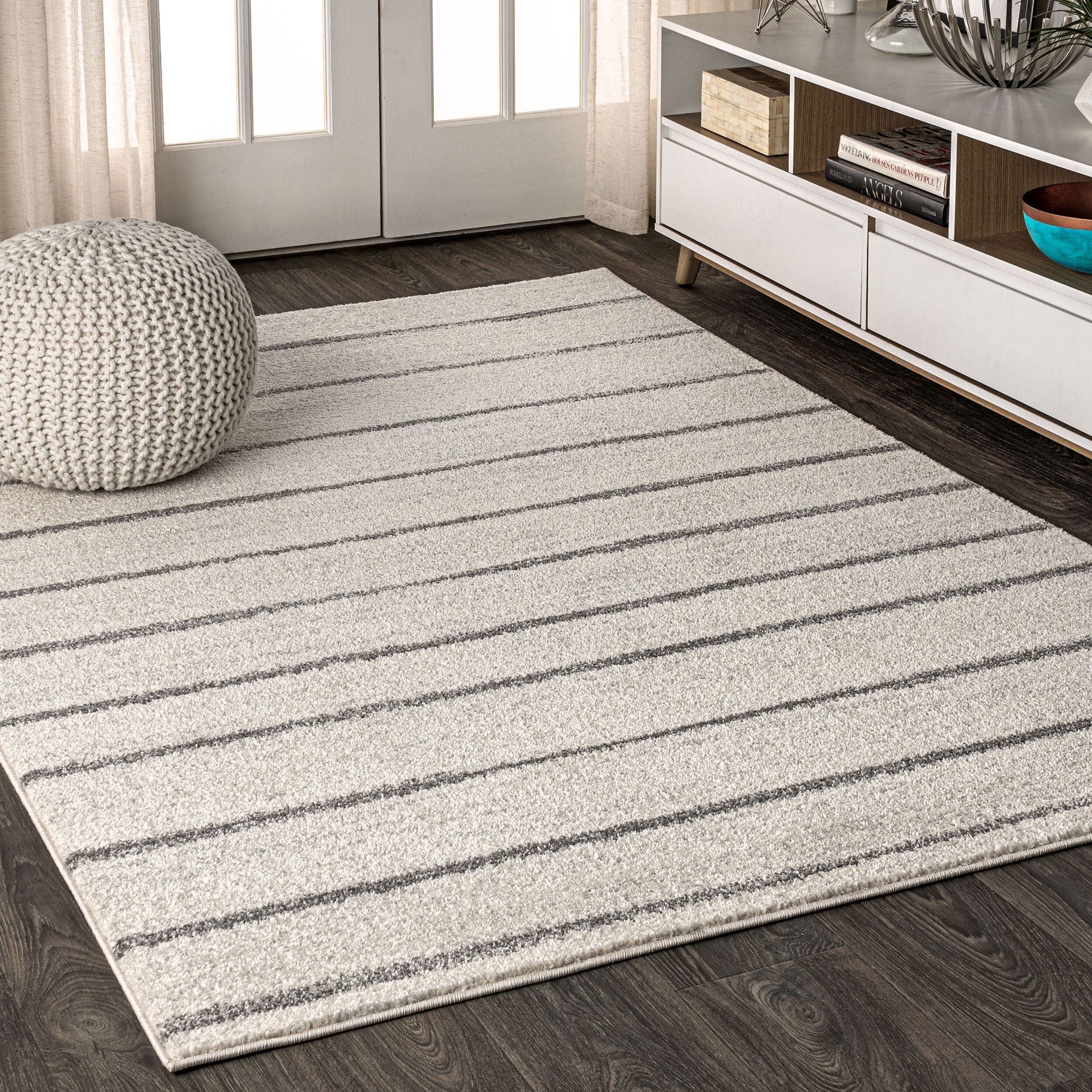 Jonathan Y Williamsburg Minimalist Stripe Cream Gray Area Rug Overstock 29965373