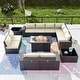 preview thumbnail 79 of 125, Kullavik 13 Pieces Outdoor Patio Furniture Set with Fire Pit Table w/ Wide Armrests