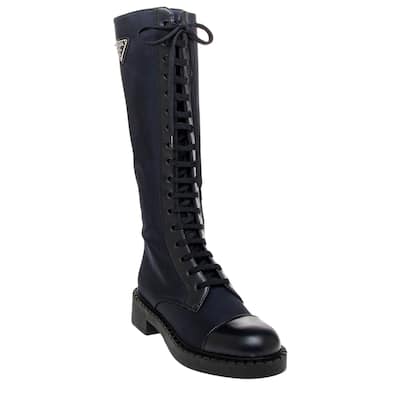 Prada Re-Nylon and Leather Knee-high Boots