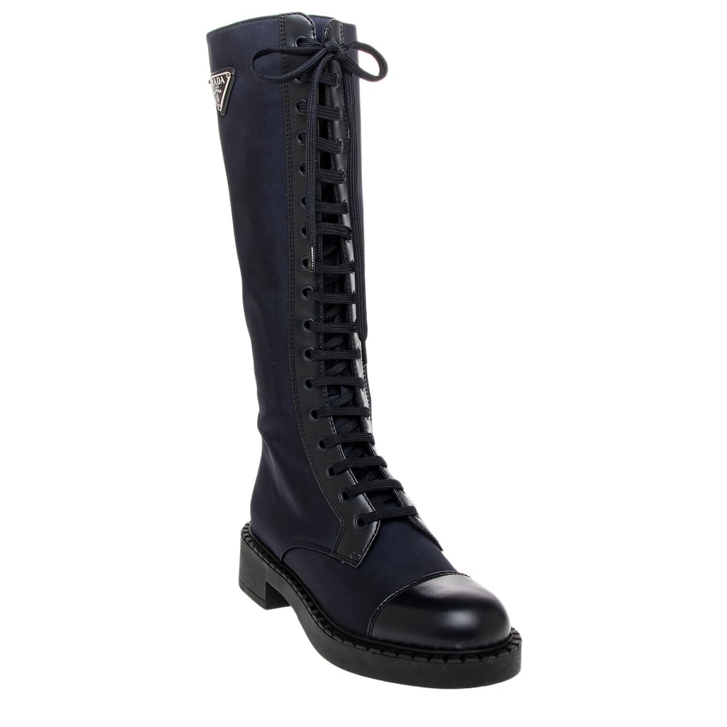 Prada Re-Nylon and Leather Knee-high Boots