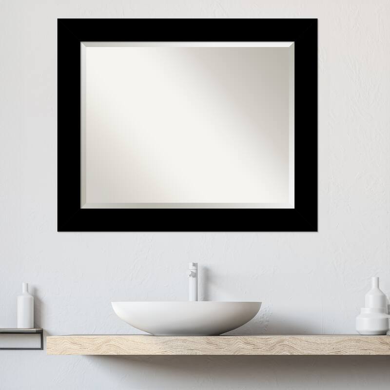 Basic Beveled Wood Framed Bathroom Vanity Wall Mirror