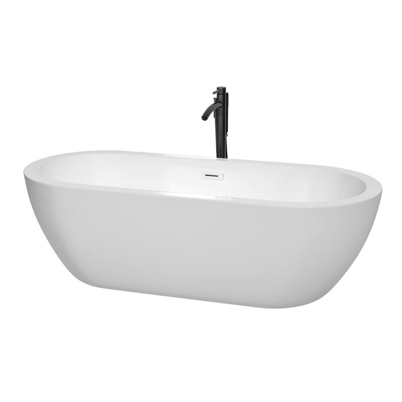 Wyndham Collection Soho 72" Free Standing Acrylic Soaking Tub with - White / Shiny White Trim / Matte Black Faucet