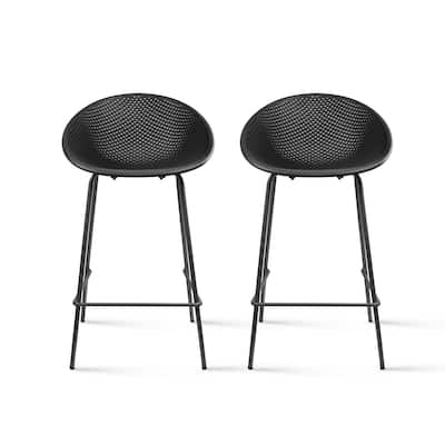 Set of 2 Counter height Bar Stools For Kitchen Egg Shaped Oval Seat Circle Dots Round Pattern for Indoor Outdoor - N/A