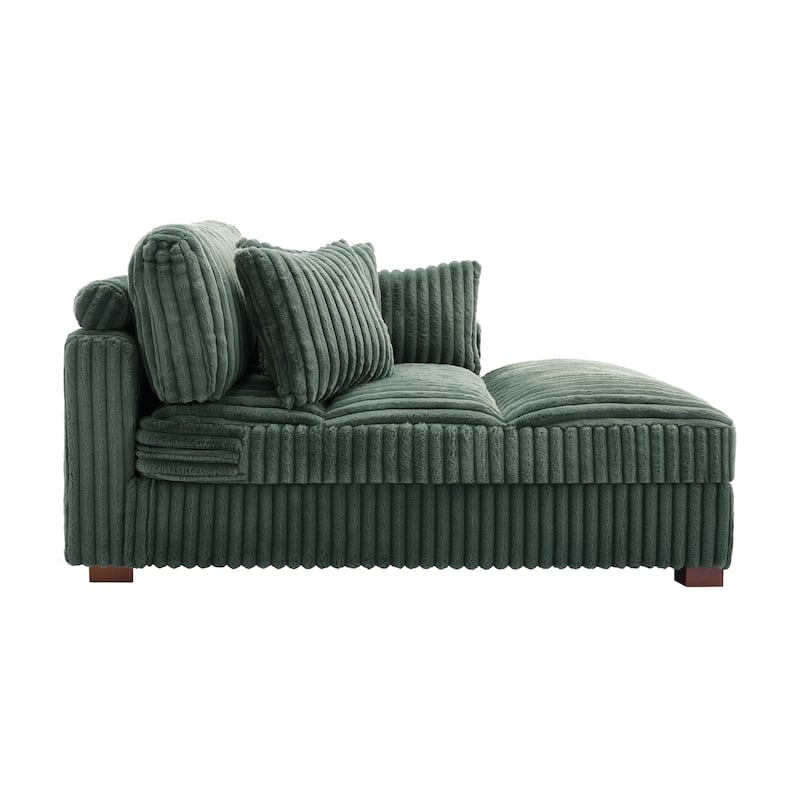 41" W Plush Corduroy Chaise Lounge with Pillows