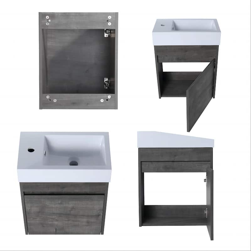 Wall 18'' Single Bathroom Vanity with Sink and Resin Vanity Top