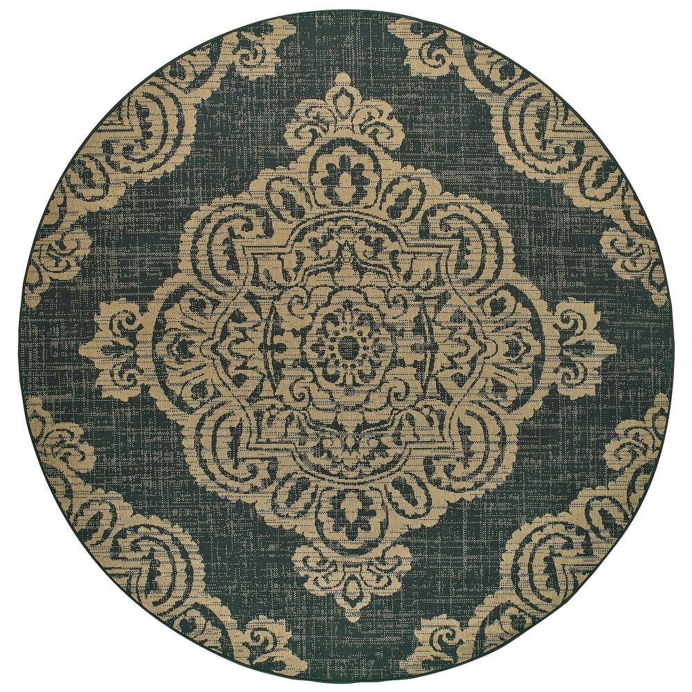 Style Haven Marianna Center Medallion Loop Pile Indoor Outdoor Rug