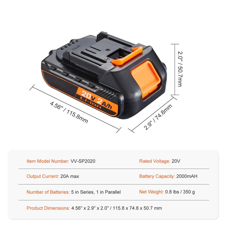 Lithium-Ion Battery - High-Capacity Replacement Battery Pack for Power Tools Batteries, Compatible with 20V Cordless Power Tools