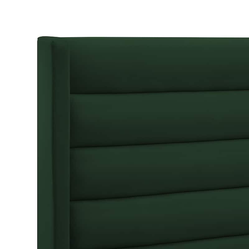 HomeRoots Green Velvet Upholstered Full Bed Frame
