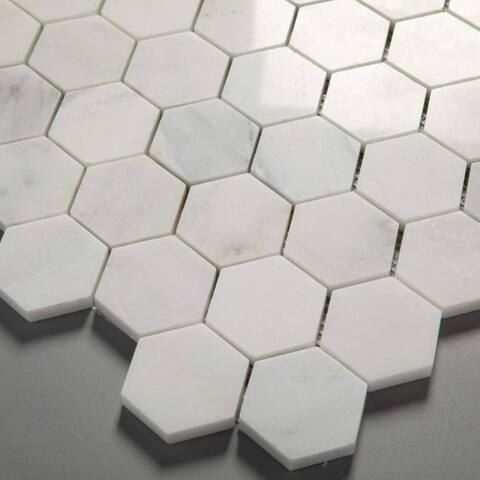 2" Hexagon Bianco Dolomite Mosaic Natural Stone