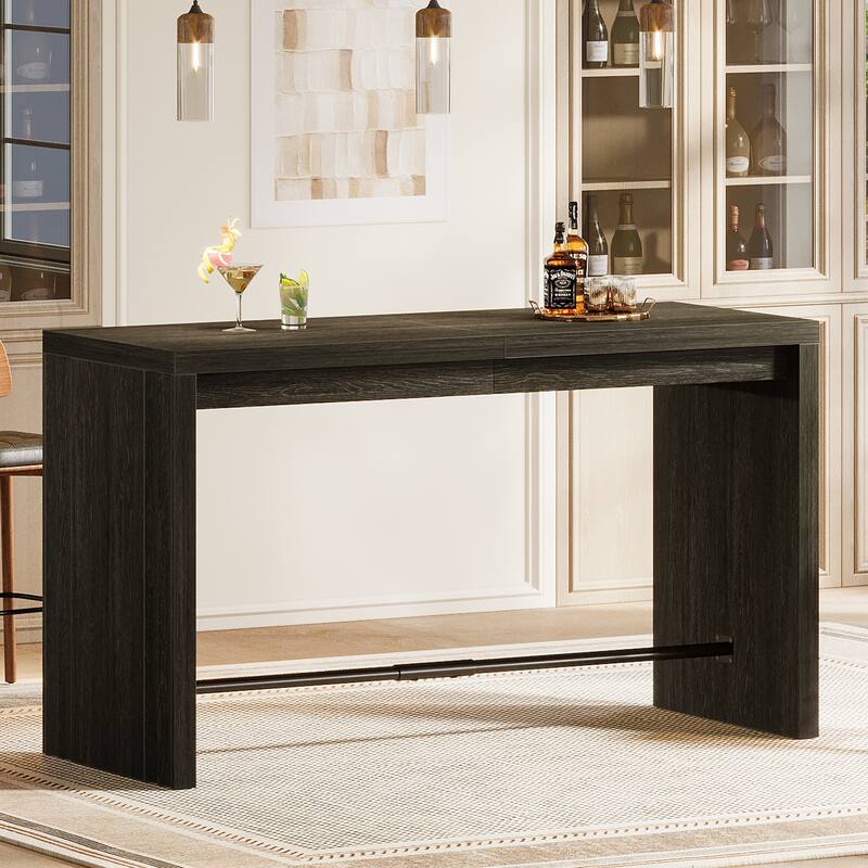 63 Inch Bar Table with Footrest for Kitchen, Dining Room, Living Room, Bistro - 63" L x 19.69" W x 35.43" H