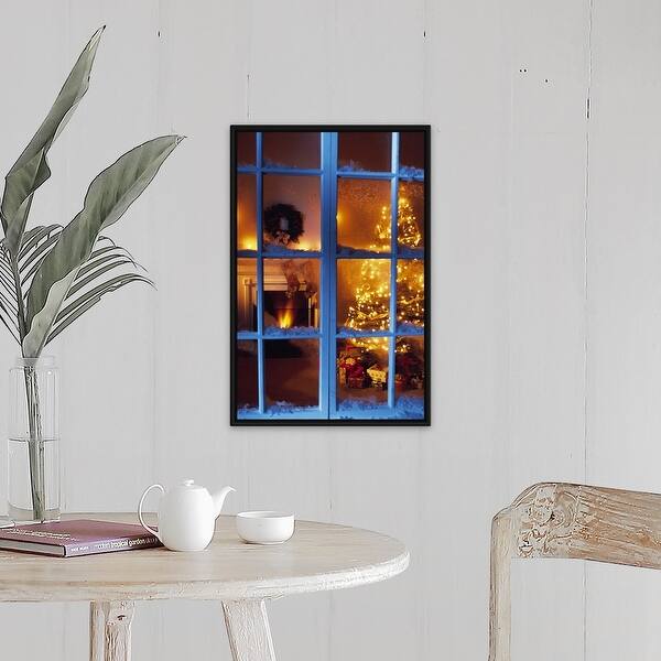 Shop View Through Window Of Home Decorated For Christmas Black
