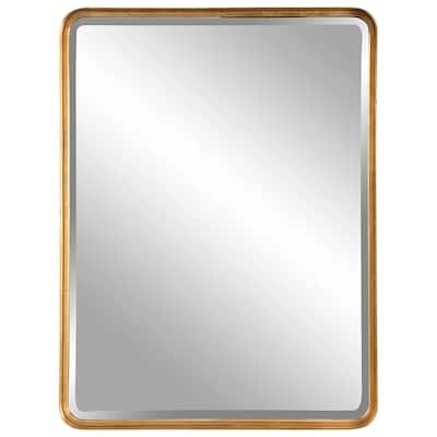 Wooden Framed Beveled Rectangular Wall Mirror - 40" - Gold