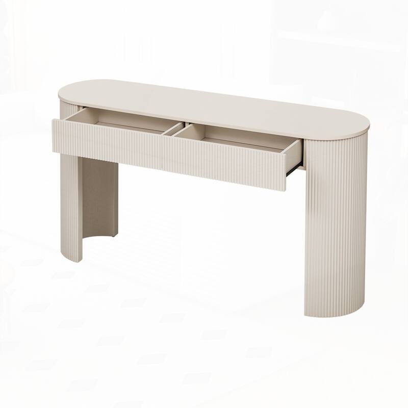 Oval Top Console Table with Storage
