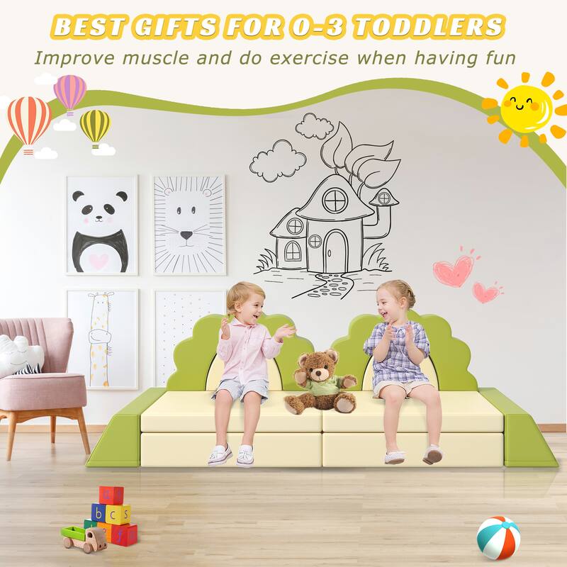 Foam Climbing Blocks Convertible Sofa ,Kids Play Couch, Indoor Climbing Structure for Toddlers, Infant, Kids, Pre-school