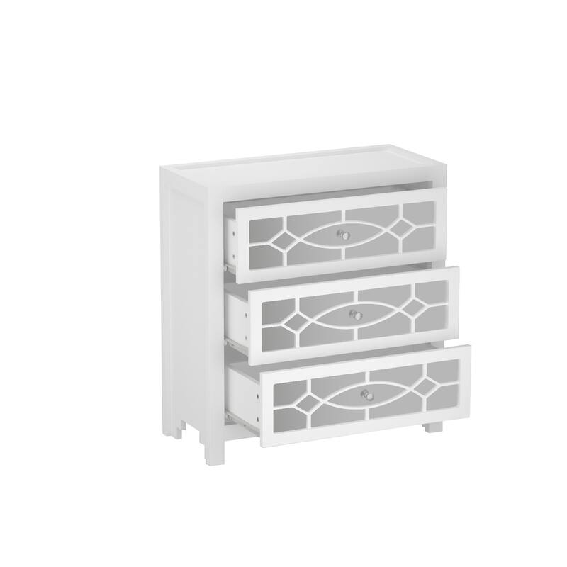 End Table Nightstand Bedside Table Mirrored Cutout Chest Beside Table