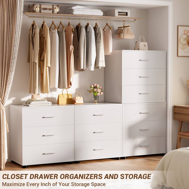 2-Pack Dressers with 6 Storage Drawers, Closet Organizers for Bedroom and Walk-in Closet
