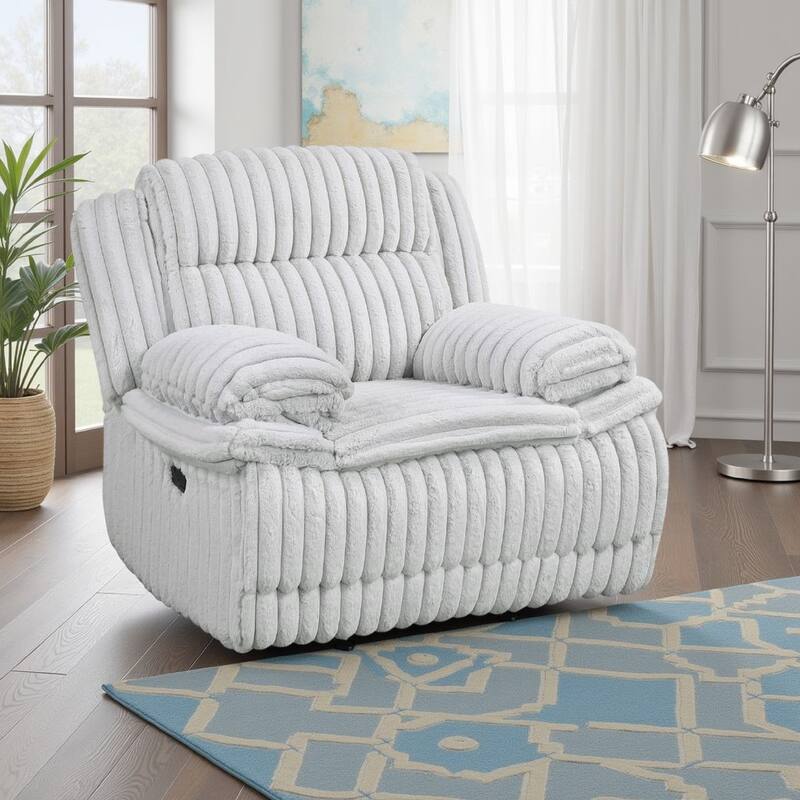 Rexy Manual Glider Recliner Chair, Textured Light Gray Corduroy